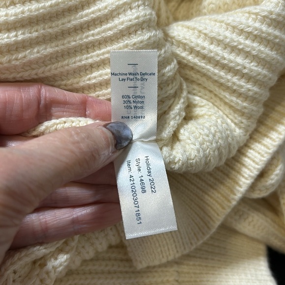 Marine Layer Skylar Turtleneck Sweater Chevron Ivory Merino Wool Sz M NEW - Picture 13 of 13